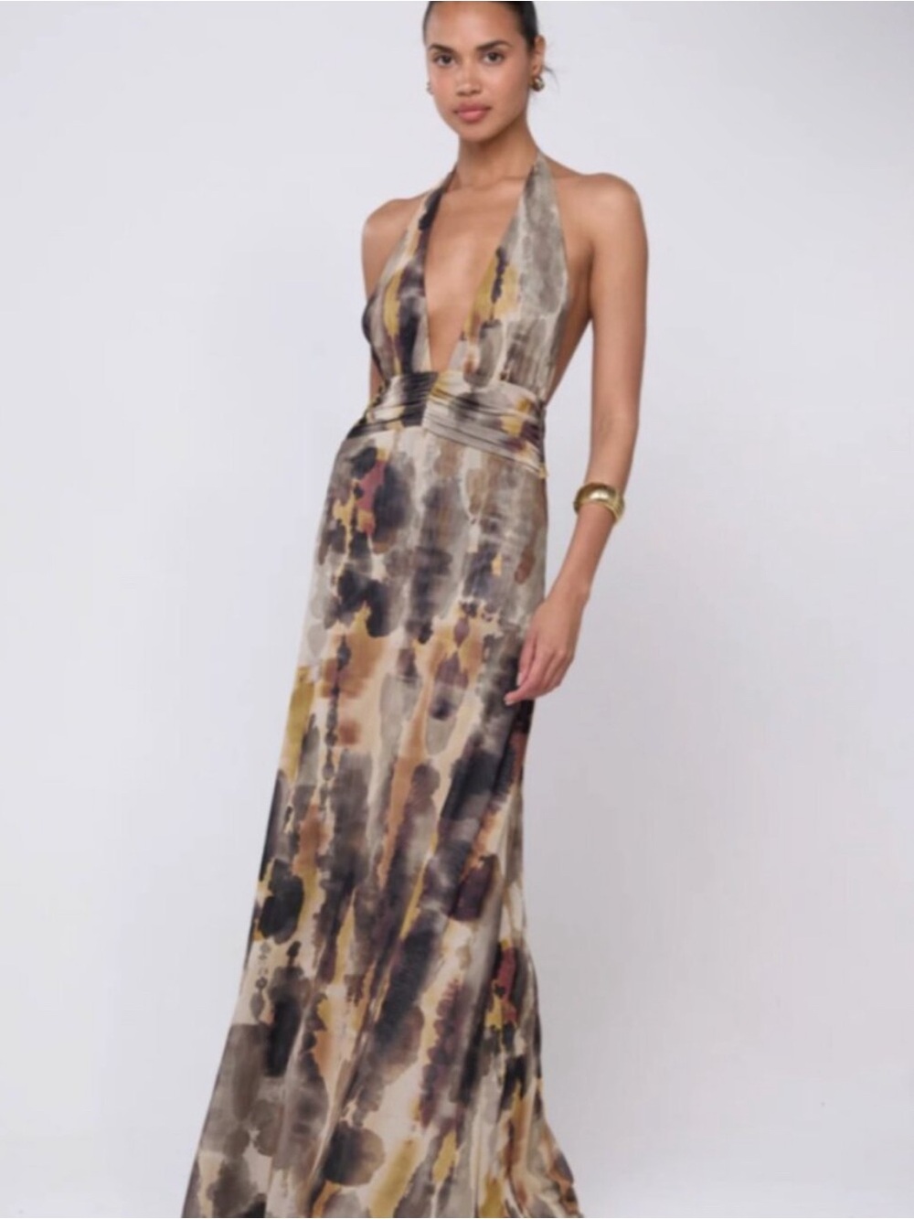 Resa Chelsea Dress Dusk Halter Mesh Maxi Plunge Mob Wife Whimsygoth M